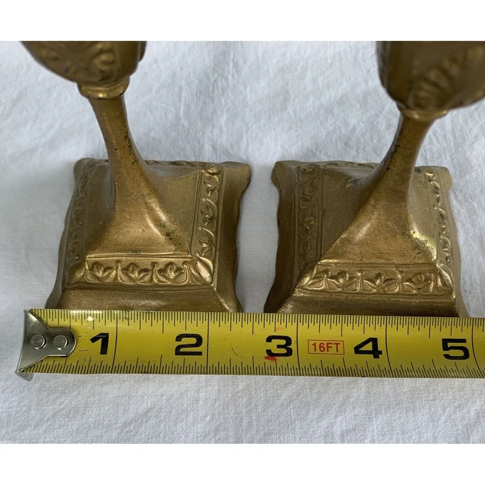 Brass candleholders ornate LOT OF 2 small  4